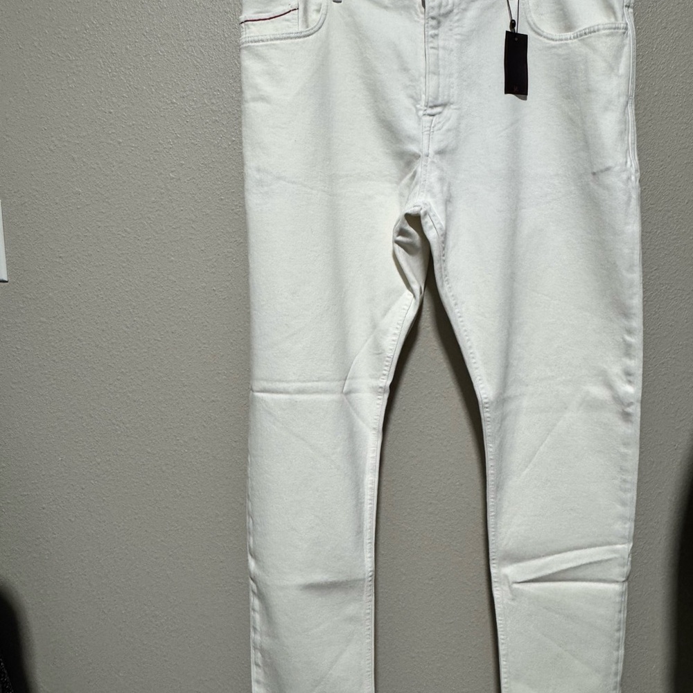 Isaia Napoli White Barchetta Slim Fit Stretch Denim